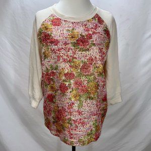 Far Fetch Roseanne French Tapestry Bodice Mixed Fabrics Sweatshirt Knit Top
